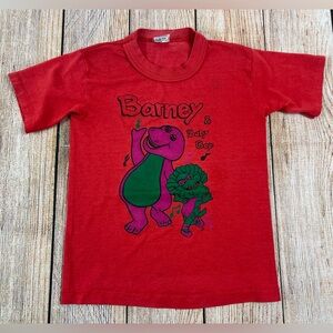 Vintage Kids Barney & Baby Bop Red T Shirt Size 5/6